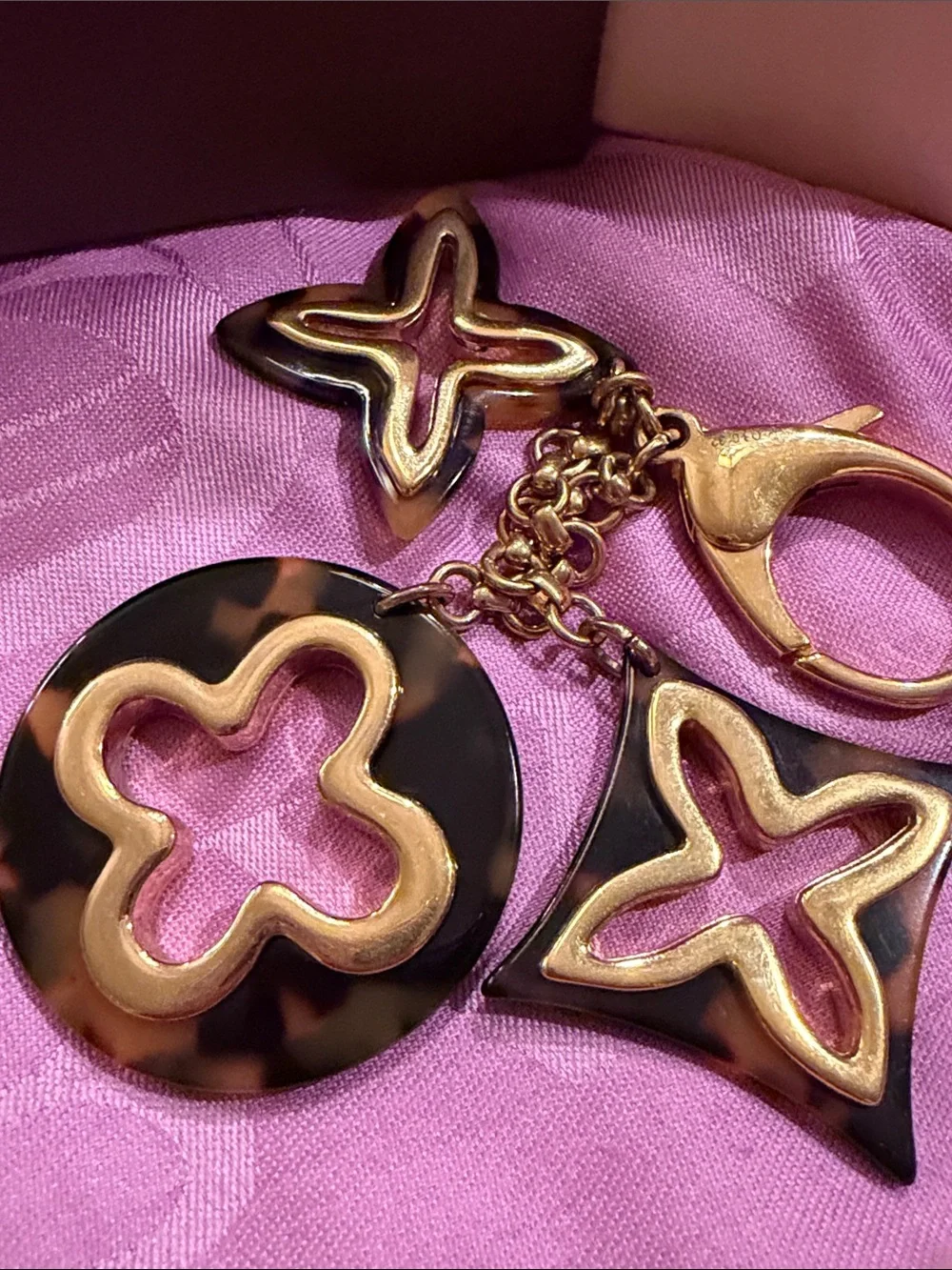 Louis Vuitton Black and Gold Monogram Trio Key Chain Charm